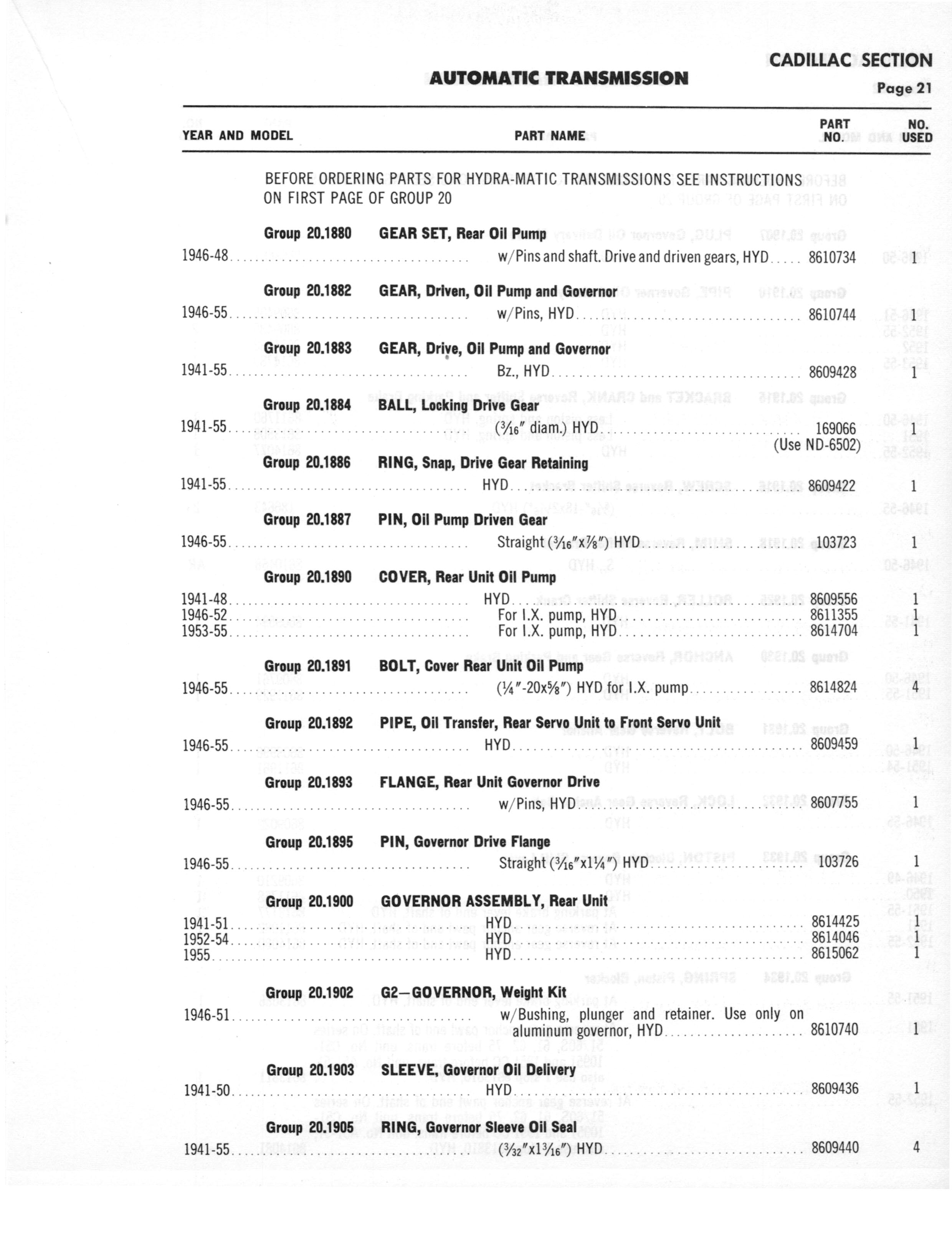 A3010 Automatic Transmission Parts Catalog HydraMatic, PowerGlide